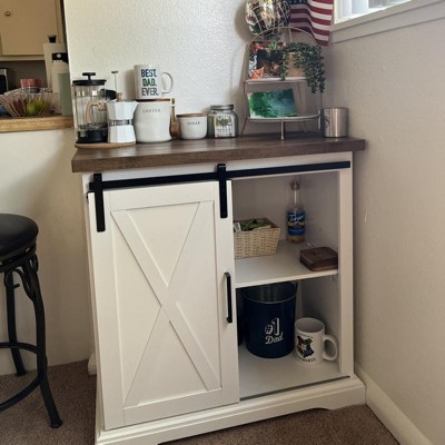 Tertia Rustic Farmhouse Accent Cabinet With Sliding X Barn Door Solid ...