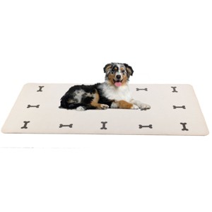 Dog Mat for Food Water, Crate Pad, Floor Protector Large and XL, Dog Bones - 1 of 4