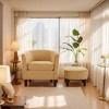 COMHOMA Velvet Accent Chair & Ottoman - Modern Barrel Armchair for Living Room/Bedroom, Soft Velvet - 2 of 4