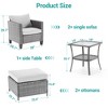 Sonkuki 5 Pieces PE Rattan Furniture Set with Side Table, Patio Chair with Washable Cushion, Ottomans for Balcony, Porch and Yard - 3 of 4