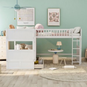 NicBex Twin Size Loft and Bunk Bed with a Loft Bed Attached,with Two Drawers and Safety Guardrails,for Kids Teens Adults - 1 of 4