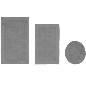 Edge Bath Rug 100% Premium Cotton Ultra-Soft Water Absorbent Tufted Solid Reversible 3 Piece Bathroom Rug Set for Machine Washable Bathmat - 1 of 4