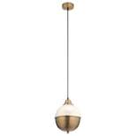 9.75" Absalom Brushed Brass and White Egg Shaped Pendant Lamp - River of Goods