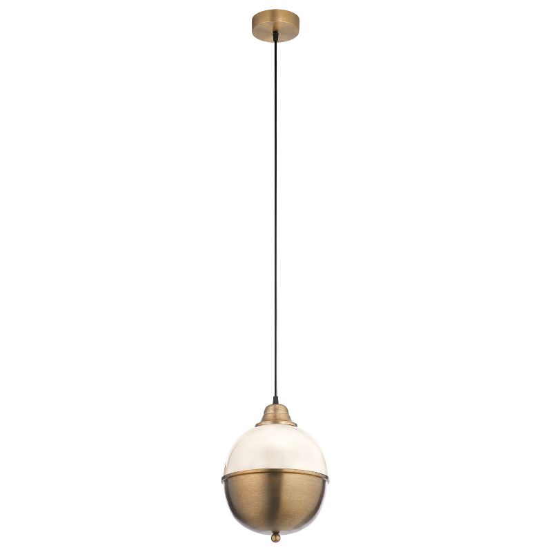 9.75&#34; Absalom Brushed Brass and White Egg Shaped Pendant Lamp - River of Goods, 1 of 11