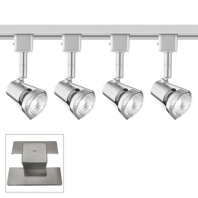 Pro Track 4-Light Brushed Nickel Halogen Floating Canopy Track Kit