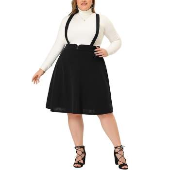 Agnes Orinda Plus Size Suspender Skirt for Women Detachable Strap A-Line Skirts