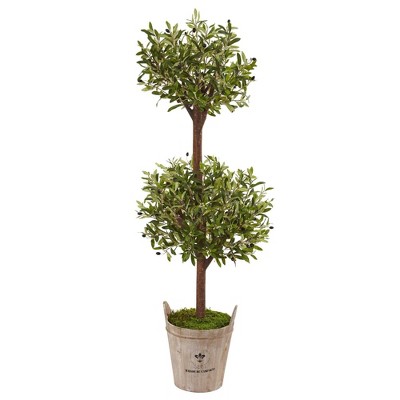 Nearly Natural 5-ft Olive Tree in Farmhouse Planter
