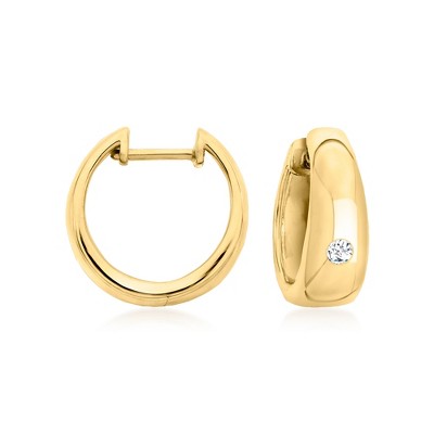 Ross-Simons 0.10 ct. t.w. Diamond Huggie Hoop Earrings in 18kt Gold Over Sterling