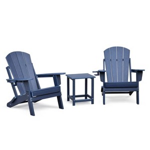 22'' 3 PCS Folding Adirondack Sets,2 Resin Adirondack and Side Table - 1 of 4