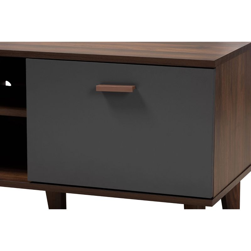 Moina Two-Tone Wood TV Stand for TVs up to 70&#34; Walnut/Gray - Baxton Studio, 6 of 11