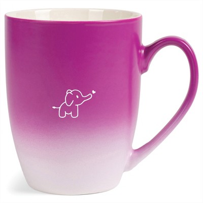 Elanze Designs 12 Ounce Ceramic Decorative Laser Engraved Giftable Novelty Tea Coffee Cup Mug Pink and White Baby Elephant Heart