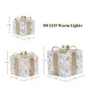 LuxenHome 3-Piece Prism Gift Boxes with Gold Ribbon Holiday Decoration with Lights Multicolored, Gold, White - 2 of 4