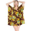LA LEELA Women's Beachwear Summer Swim Beach Dress Cover Ups for Swimwear Women Plus Size Casual Swimsuit Coverups for Women 3X-4X Brown, Floral - 2 of 4