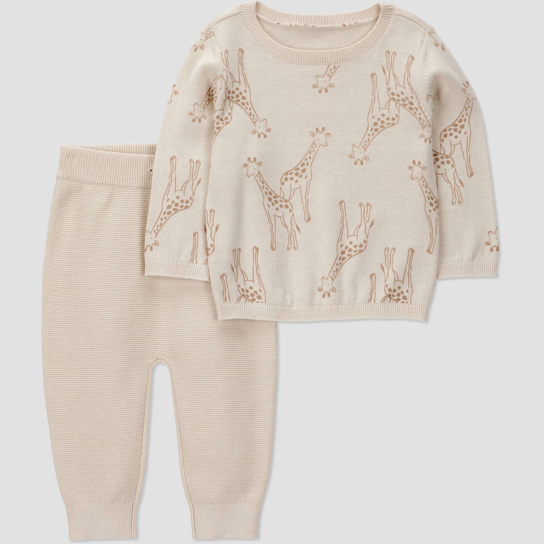 Carter's Just One You® Baby 2pc Giraffe Sweater and Jogger Pants Set - Cream