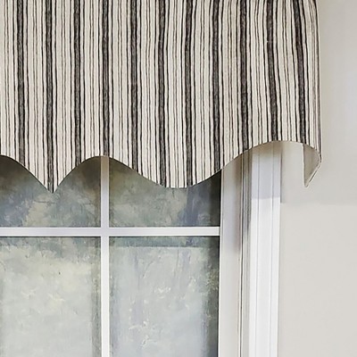 Gray Striped Cotton Scalloped Window Valance 50" x 17"
