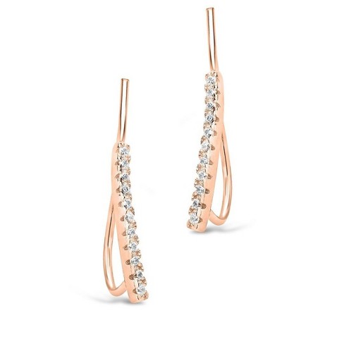Shine By Sterling Forever Sterling Silver Pave Cz Ear Crawler Earrings ...