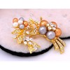 Anna-Kaci Women's Yellow Golden Tone Clear Rhinestones Faux Pearls Floral Flower Brooch Pin - Multicolor - 2 of 4