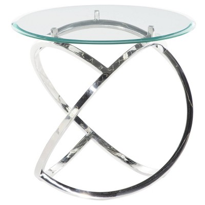 Contemporary Stainless Steel and Glass Accent Table Silver - Venus Williams Collection