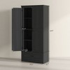69" Tall Farmhouse Kitchen Pantry Cabinet with 2 Doors, Drawer and Adjustable Shelves for Dining Room - 3 of 4