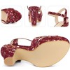 Perphy Women's Floral Platform Slingback Chunky High Heels Sandals - 3 of 4