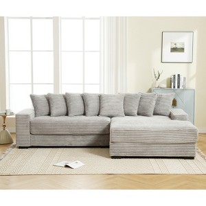 TiramisuBest Oversized Corduroy L Shaped Sofa  Modular sofa Left Chaise Eight Pillows Two Piece Corner Couch - 1 of 4