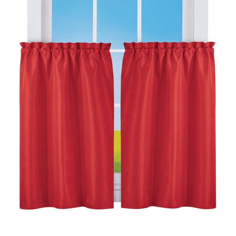 Collections Etc 5-Piece Ruffled Trim Tiers & Panels Window Curtain Set, 1 of 5