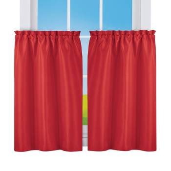 Collections Etc 5-Piece Ruffled Trim Tiers & Panels Window Curtain Set
