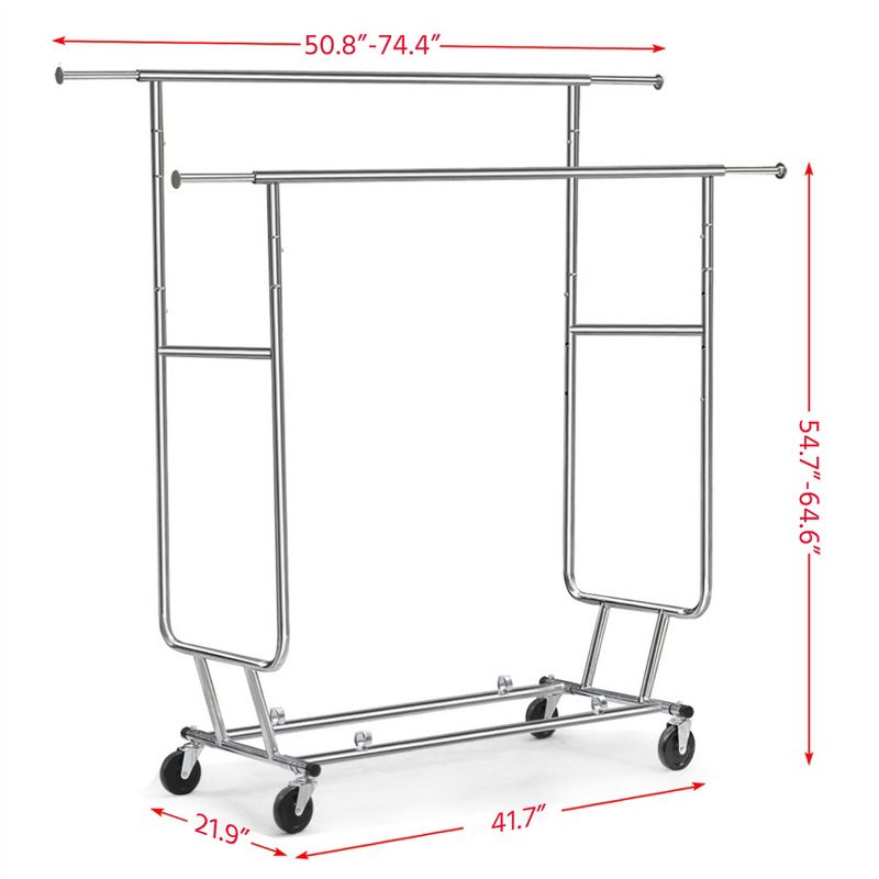 Yaheetech Garment Rack Clothing Rack Adjustable Double Rail Commercial Grade,Silver, 3 of 9