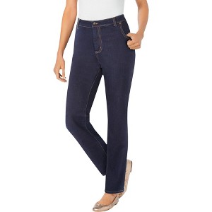Woman Within Plus Size Tall Straight-Leg Stretch Denim Jean - 1 of 4