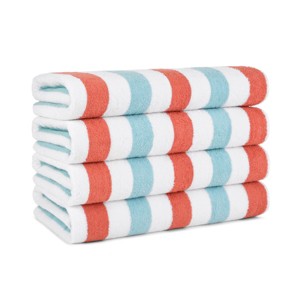 Arkwright Oversized Beach Towels (30x70, 4-Pack), Soft Ringspun Cotton Cabo Cabana Striped Beach Towel, Pool Towel, Bath Towel - 1 of 4