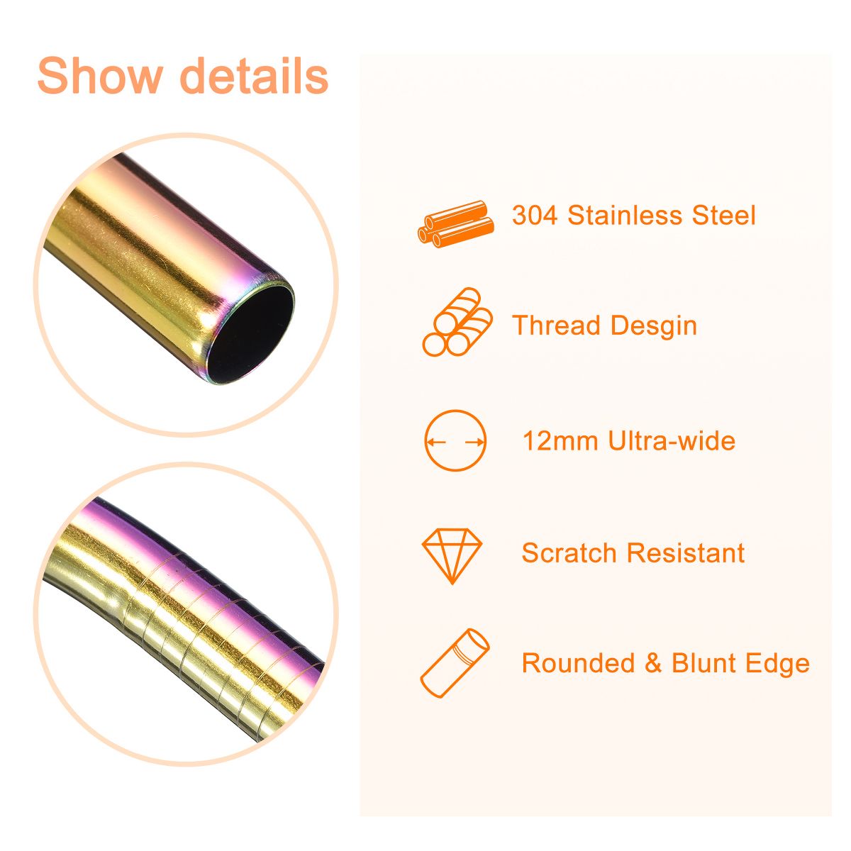 Unique Bargains Stainless Steel Reusable Durable Scratch Resistant Drinking Straw 9.5" Length 4 Pcs - thumbnail 9