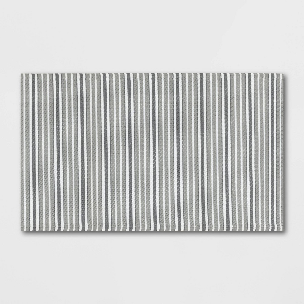 30x50 in. Striped Indoor/Outdoor Rug Gray - Room Essentials™