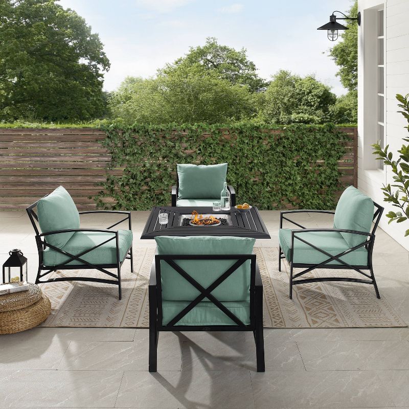Crosley 5pc Kaplan Outdoor Patio Conversation Set with Dante Fire Table & 4 Arm Chairs, 6 of 16