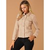 INSPIRE CHIC Women's Turn-Down Collar Flap Pockets Snap Button Faux Suede Jacket - 3 of 4