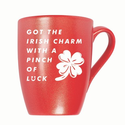 Elanze Designs Irish Charm With Pinch Of Luck 10 ounce New Bone China Coffee Tea Cup Mug, Crimson Red