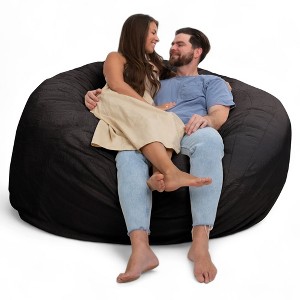 Ultimate Sack 6000 6 Foot Pre Filled Fur Covered Bean Bag Chair with Durable Zipper, Double Stitching, and Washable and Removable Cover, Charcoal - 1 of 4