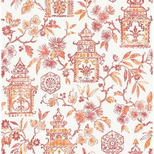 NuWallpaper Danson Peel and Stick Wallpaper Coral: Vinyl Self-Adhesive, Retro Solid Pattern, 28.2 Sq Ft Coverage - 1 of 2