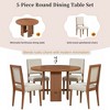 Whisen 5-Piece Farmhouse Round Dining Table with 4 Solid Wood Upholstered Chairs, Set for 4 - 3 of 4