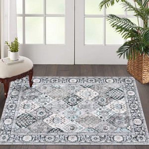 Trellis Area Rug, Washable Vintage Floral Print, Non-Slip Indoor Carpet for Entryway, Living Room, Bedroom, Laundry Room - 1 of 4