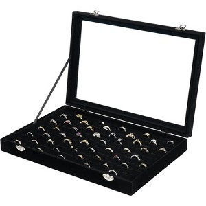 Necklace Organizer Box with Clear Lid, 20-Hook Anti-Tarnish Storage Case - 1 of 4