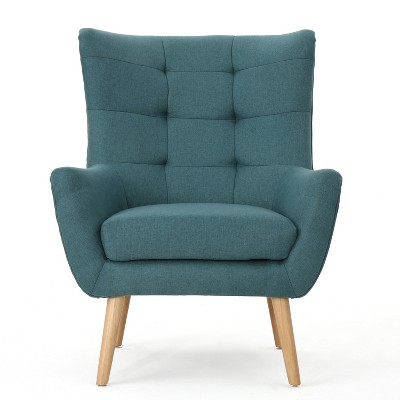 GDFStudio Evie Mid-Century Modern Fabric Tufted Club Chair with Splayed Legs