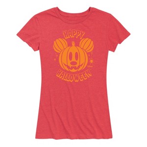 Women's - Disney - Mickey's Pumpkin Short Sleeve Graphic T-Shirt - 1 of 4