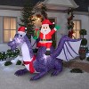 Gemmy Animated Inflatable Christmas Santa Riding Dragon, 6 ft Tall, Multi - 2 of 4