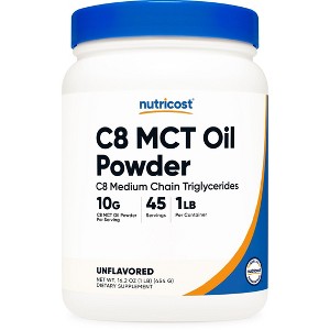 Nutricost C8 MCT Oil Powder 1LB (16.2oz) - 95% C8 MCT Oil Powder, 45 Servings - 1 of 4