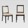 Set of 2 Solid Wood with Rattan Inset Dining Chair Black - Saracina Home: Upholstered, Rubberwood Legs, Bohemian Style - 3 of 4