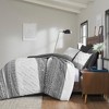 3Pcs Boho Style Cotton Duvet Set, Botanic Print Tufted Chevron Chenille Bedding, Farmhouse Bed Set with Matching Shams - 3 of 4