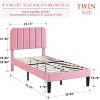 VECELO Velvet Upholstered Platform Bed Frame with Adjustable Headboard, Sturdy Wood Slat Support, No Box Spring Required - 3 of 4
