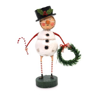 Lori Mitchell 6.25" Chilly Willy Candy Cane Wreath Snowman  -  Decorative Figurines