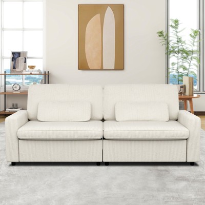 MUUEGM 89" Square Arm Corduroy Sofa| Upholstered Sofa with Deep Seat, Washable Cover, Removable Cushions