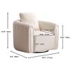 White Soft Velvet Arm Chair with Swivel Barrel Accent Chair with Pillow - 3 of 4